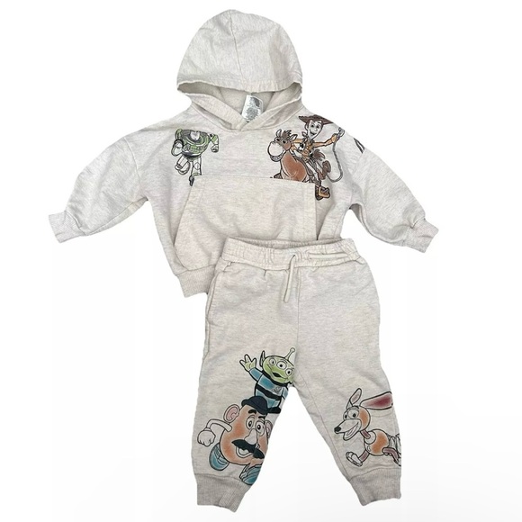 Disney Pixar Toy Story Buzz Woody Fleece Hoodie Pants Set Size 12 Months - Picture 1 of 4